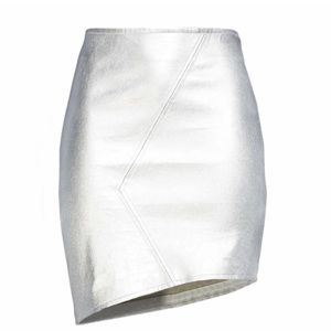 Ba&sh Silver Party asymmetrical leather skirt size 8